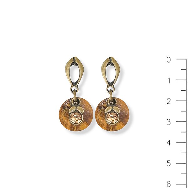 Brinco madrepérola caramelo e pto de luz dourado - 12937