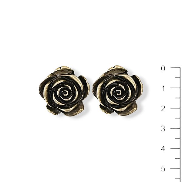 Brinco rosa c/ banho envelhecido - 12936