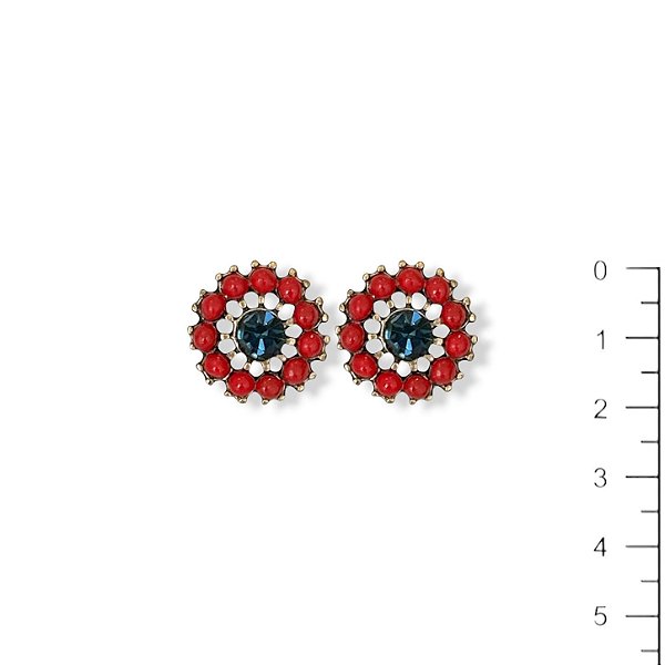 Brinco flor vermelho e marinho - 12962