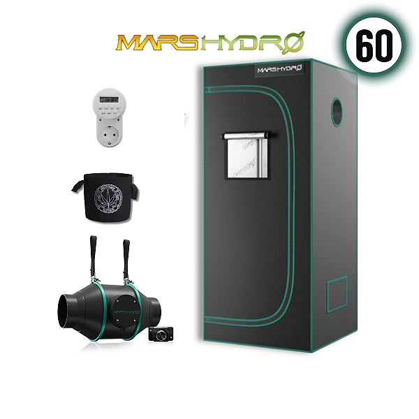 Kit Grow Estufa e Exaustor Mars Hydro 60x60 p Cultivo Indoor