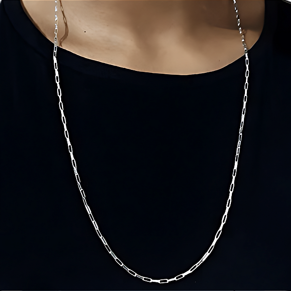 Corrente Masculina em Aço Inox Tijolinho Prateado 1.5 / 70 cm