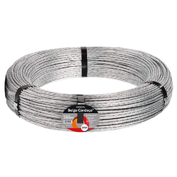 Cordoalha de Aço Galvanizado Belgo 7 Fios - Cordaço de 250 Metros