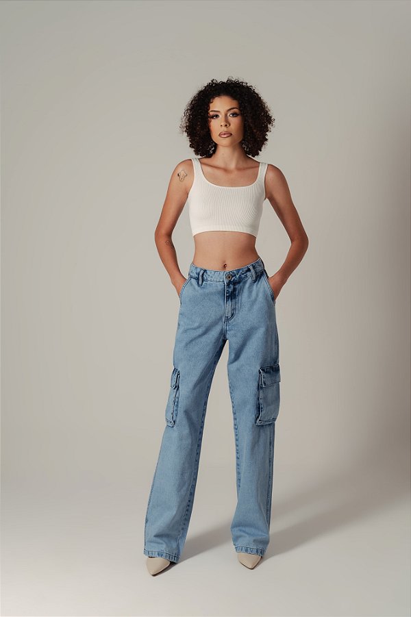 Calça Entrance Cargo Jeans Feminina