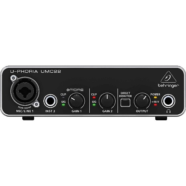 Interface de Áudio U-PHORIA UMC22 USB 2x2 - BEHRINGER