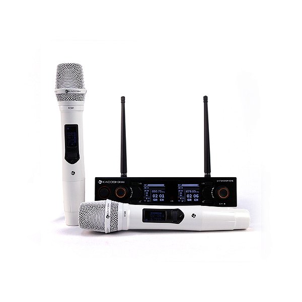 Sistema de Microfone sem Fio Duplo K-502M BRANCO - KADOSH
