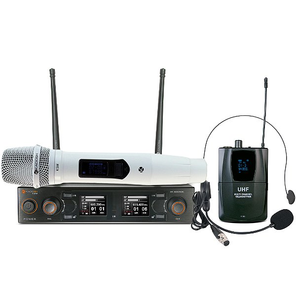 Sistema Microfone sem Fio Branco K-502C Vocal/Headset KADOSH