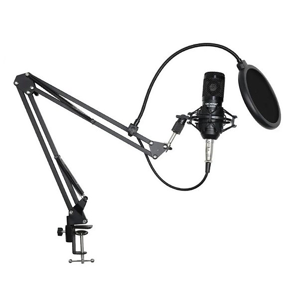Kit Microfone Estúdio + Suporte e Pop Filter SK-BM800 SKYPIX