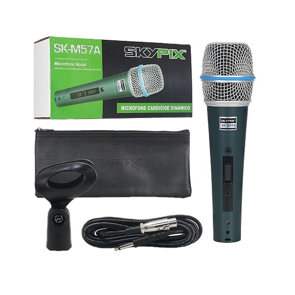 Microfone Dinâmico Vocal Supercardióide SK-M57A   - SKYPIX