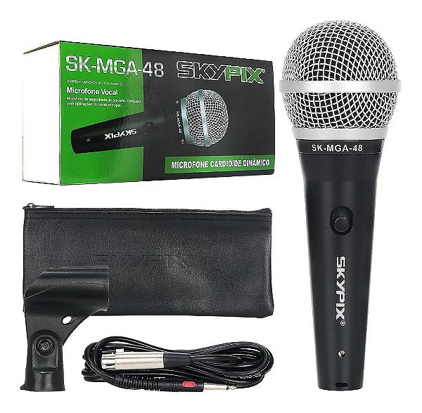 Microfone Dinâmico Vocal Supercardióide SK-MGA-48 - SKYPIX