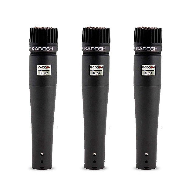 Kit Microfone Vocal com Fio KIT K-57 Unidirecional (3 peças ) - KADOSH