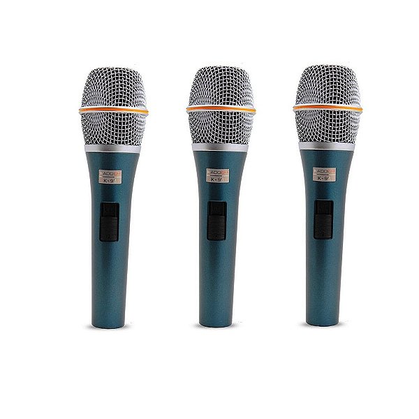 Kit Microfone Vocal com fio Kadosh K-98 Unidirecional (3 peças )