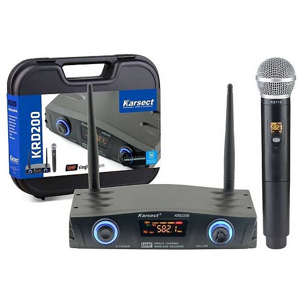 Microfone Karsect KRD200SM Dinâmico Sem Fio Profissional
