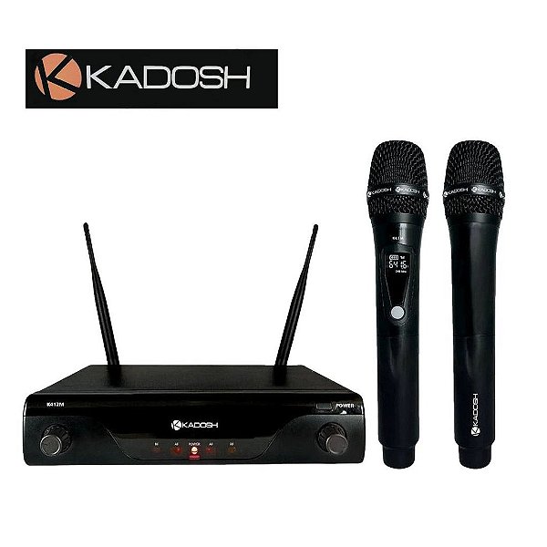 Microfones Sem Fio Duplo Kadosh K412m Dinâmico Uhf Bateria