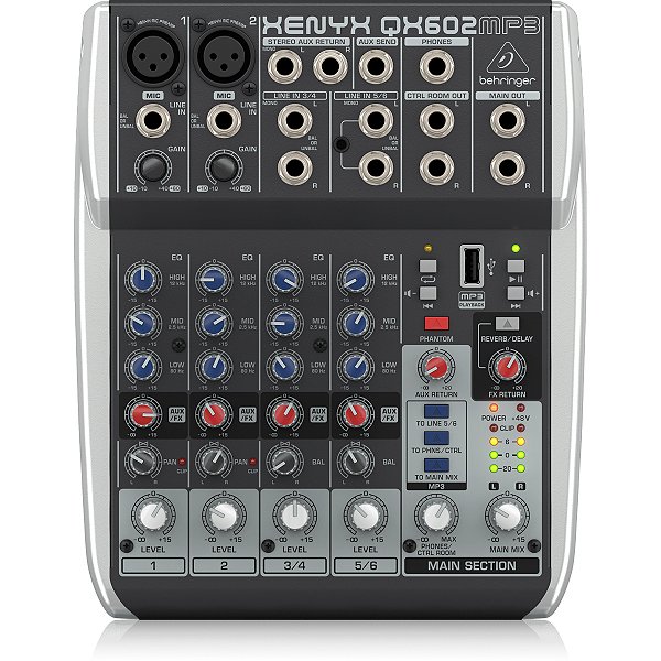 Mixer Analógico Behringer XENYX QX602MP3 6 Entradas