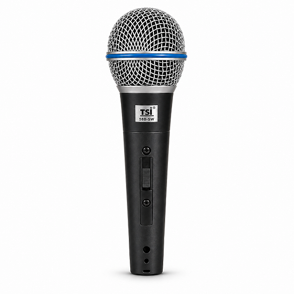 Microfone TSI 58B SW Dinâmico Supercardioide Com Fio Cabo 5m Para Vocal Igreja Eventos