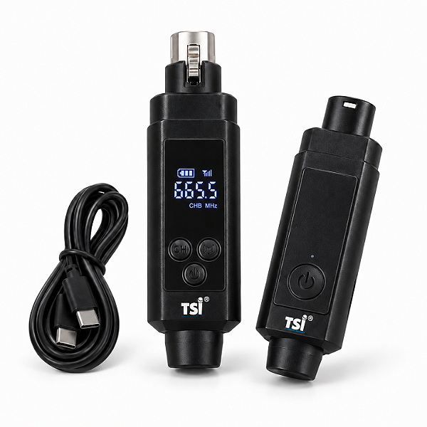 Adaptador Sem Fio Para Microfone XLR TSI Adaptor PH UHF 100 Canais Phantom Power 48V USB C