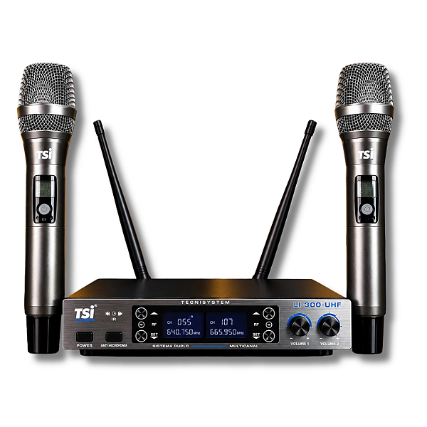 Microfone Sem Fio Tsi Li 300 Uhf Recarregável 168 Canais