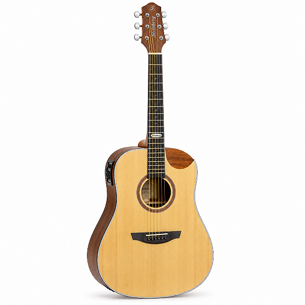 Violão Eletroacústico Strinberg Folk 6 Cordas de Aço Natural Satin Fosco Half Cutaway Com Afinador e Bag