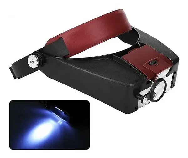 Lupa Pala De Cabeça Profissional 2 Luz Leds Potente 81007a