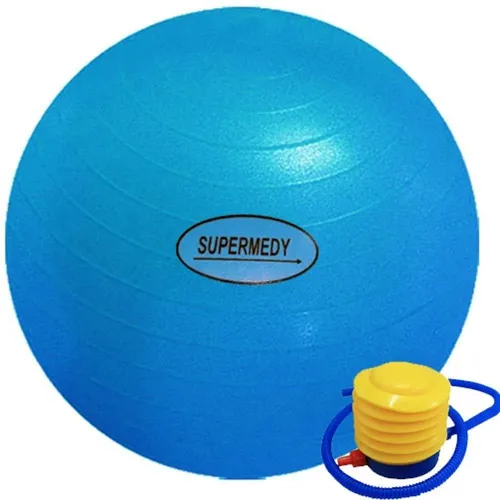 Bola para Ginástica Bomba Inflável  SUPERMEDY - 65cm - Cor: Azul