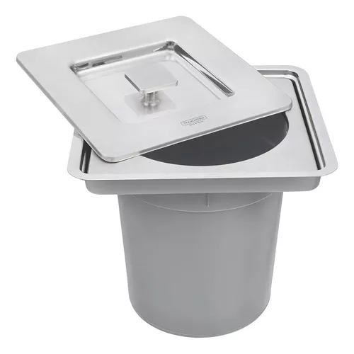 LIXEIRA INOX EMBUTIR CLEAN SQUARE 5L - TRAMONTINA