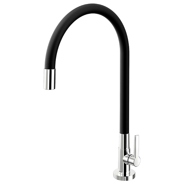TORNEIRA COZINHA MESA GALIFLEX PRETO E CROMADO
