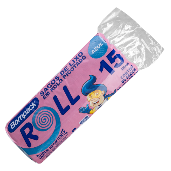 Saco de Lixo Bompack 15L Roll Azul 80Un
