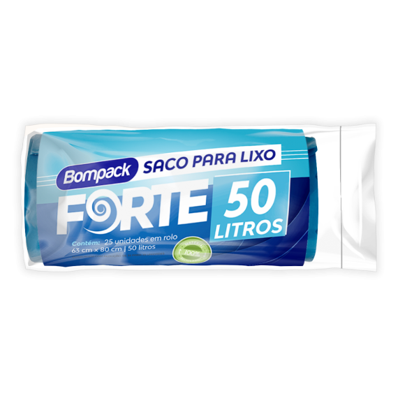 Saco de Lixo Bompack 50L Forte Azul 25Un