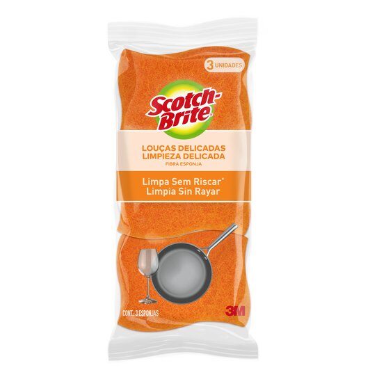 Esponja Scotch-Brite Louças Delicadas Laranja