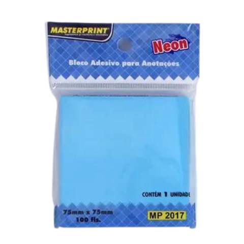 Bloco Adesivo Masterprint Azul Neon