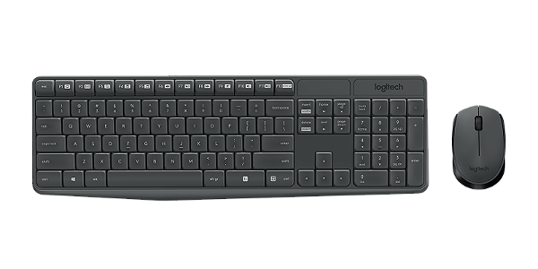 Combo Teclado e Mouse sem Fio Logitech Cinza MK235