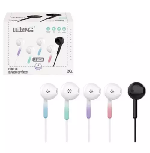 Fone de Ouvido Com Fio LE-0234 Lelong