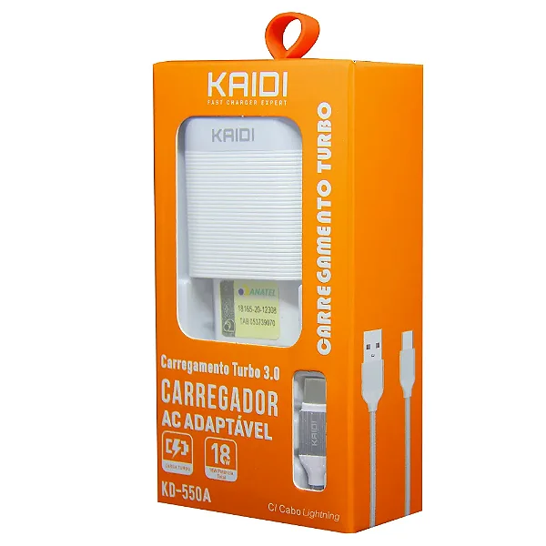 Carregador AC Adaptável KD-550A C/ Cabo Lightning Kaidi