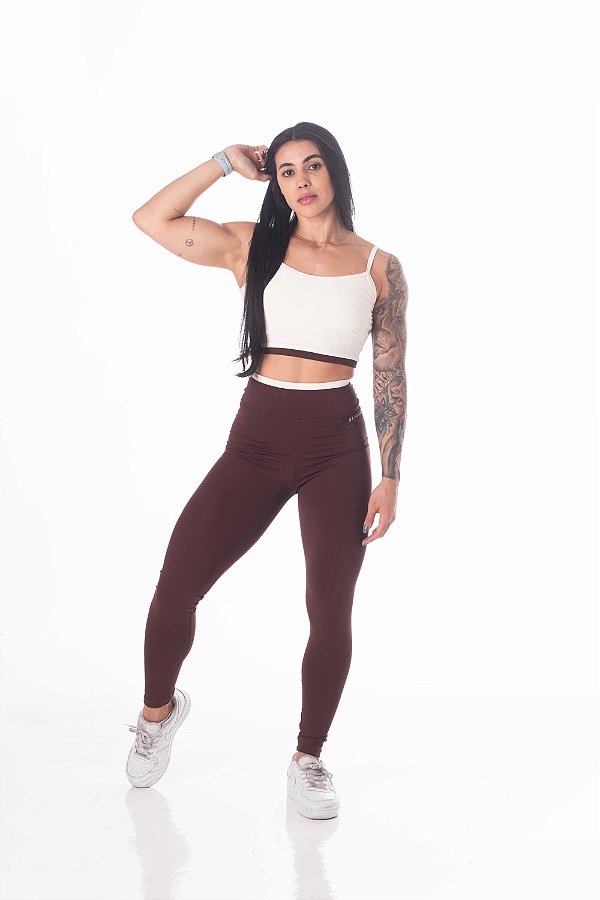 Calça legging Bicolor (Marrom/Off White)