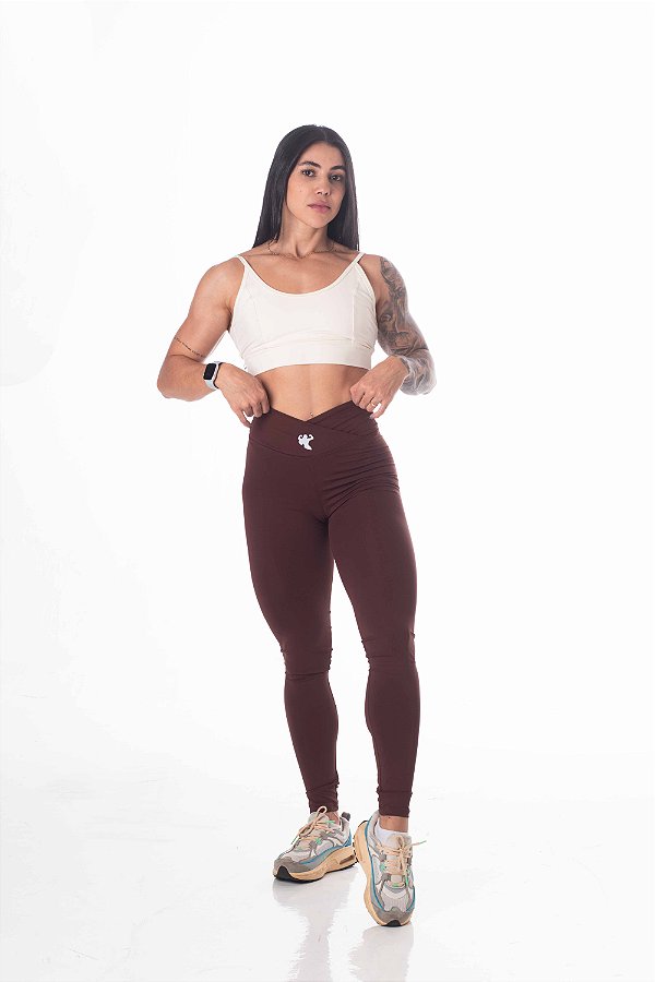 Calça Legging com Cós Transpassado
