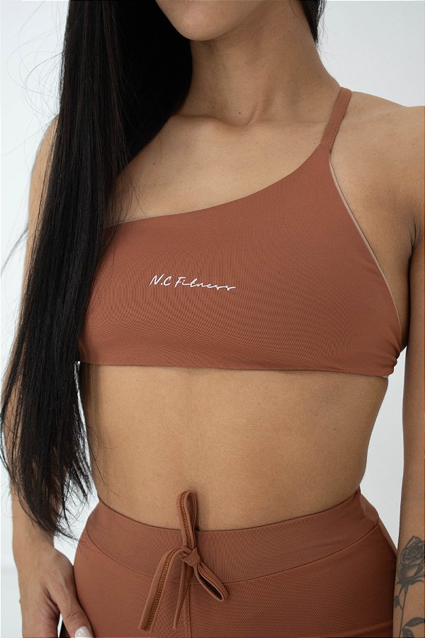 Top Um Ombro Aurora Marrom