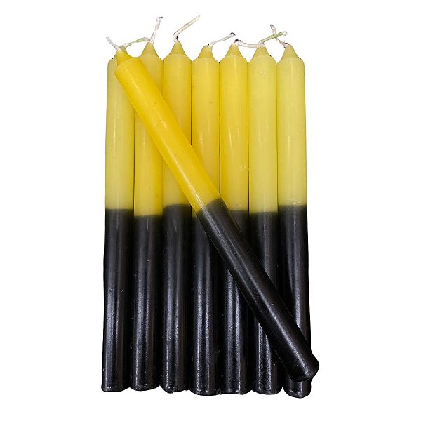 Vela Palito Bicolor Amarela e Preta 18cm por Kg