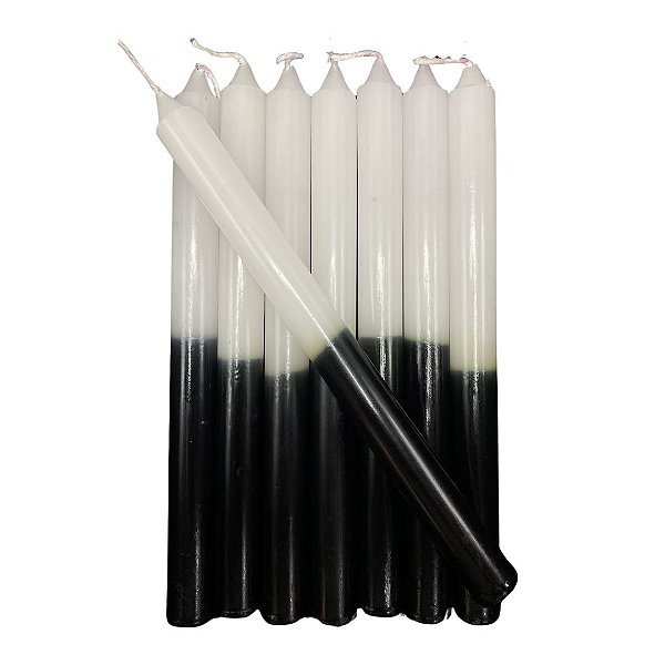 Vela Palito Bicolor Branca e Preta 18cm por Kg