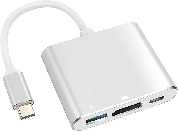Adaptador USB-C para HDMI 4K, USB 3.0 e Carga PD - Compatibilidade com MacBook, Thunderbolt 3 e DEX Android