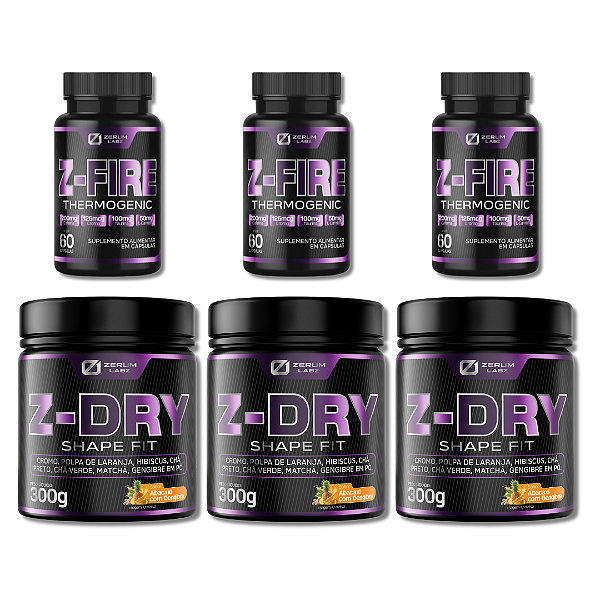 3X KIT EMAGRECEDOR ZERUM (Z-FIRE + Z-DRY) - ZERUM LABS #DESCONTO