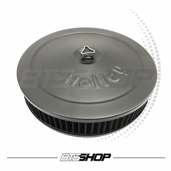 Filtro De Ar Redondo 10" Pol Base Plana Preto Holley Universal