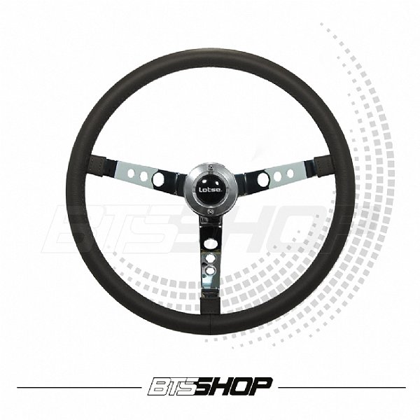 Volante Lotse Clássico Big Block Preto Com Haste Cromada 400mm