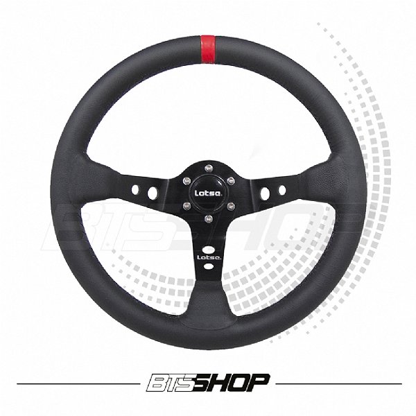 Volante Lotse DAK-CV Couro Preto Tarja Vermelha 350mm