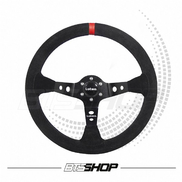 Volante Lotse DAK-PV Camurça Preto Tarja Vermelha 350mm