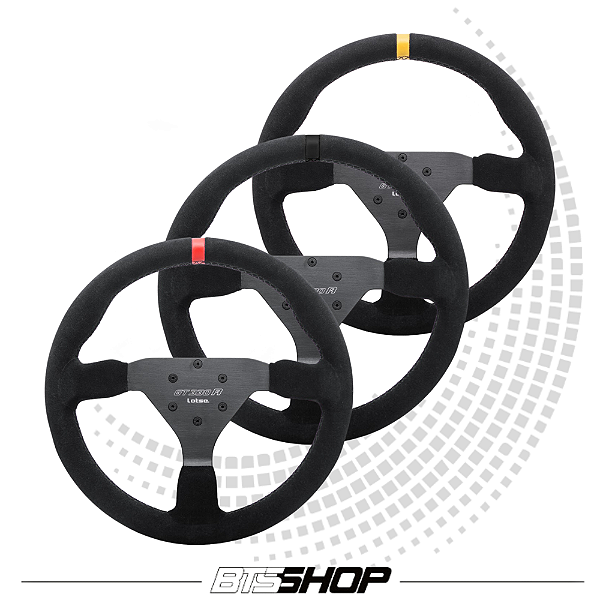 Volante Lotse GT330 R Camurça Fita Vermelha/Preta/Amarela