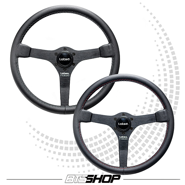 Volante Fiorano Lotse Couro Preto Linha Vermelha/Cinza