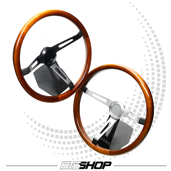 Volante Clássico Hemi Wood Lotse Haste Preta/Prata