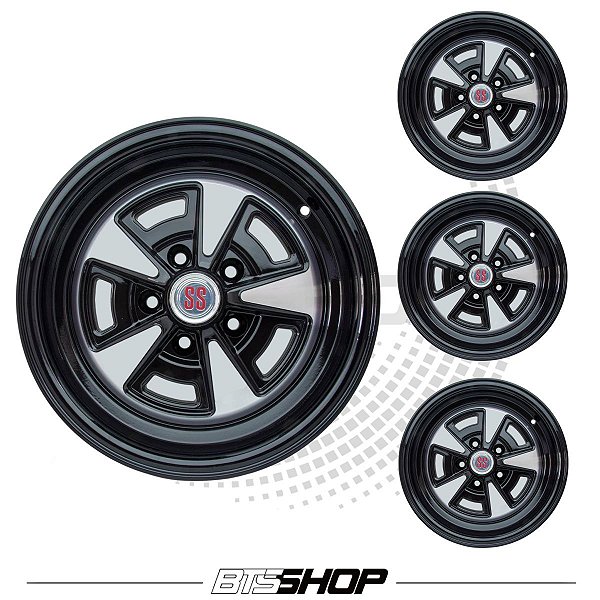 Jogo De Rodas Chevrolet Opala Ss 15x7-15x8 Preta