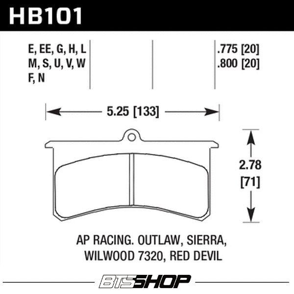 PASTILHA DE FREIO WILWOOD/AP RACING