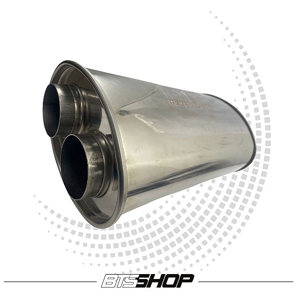 Abafador BTS Oval Inox 304 Polido 350mm 2.5" 1e e 1s (Msm Lado)